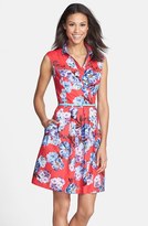 Thumbnail for your product : Ellen Tracy Sleeveless Floral Print Faux Wrap Shirtdress