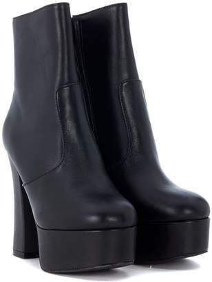Jeffrey Campbell Black Leather Ankle Boots With Heel And Plateaux
