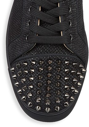 Christian Louboutin Louis Junior Spikes Orlato Leather And Jacquard Sneakers  in White for Men