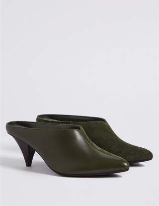 Marks and Spencer Leather Cone Heel Mule Shoes