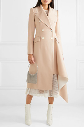 Alexander McQueen Asymmetric Double-breasted Frayed Wool And Cashmere-blend Coat - Beige