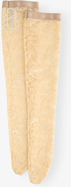 Valentino Garavani Womens Betulla Rebrodé Knee-High Stretch-Lace Socks L/Xl