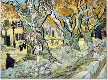 Vault W Artwork "The Road Menders" by Vincent van Gogh Painting Print on Wrapped Canvas