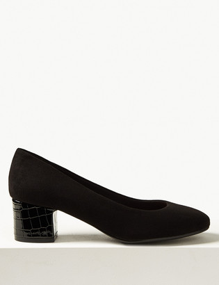 Marks and Spencer Wide Fit Block Heel Court Shoes