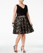 Thumbnail for your product : Xscape Evenings Plus Size Illusion V-Neck Fit & Flare Dress