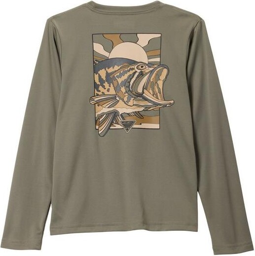 Columbia Kids' PFG Terminal Tackle Fish Shine Long Sleeve T-Shirt XLarge Cypress