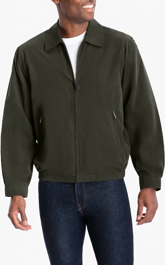London Fog Auburn Light Weight Zip Front Golf Jacket In Olive