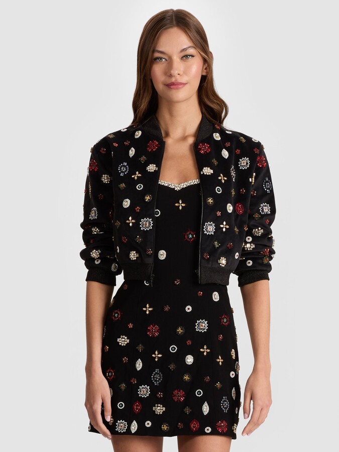 Alice + Olivia Jackie Embellished Bomber Jacket