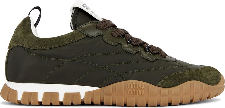 Miu Miu Nylon Sneaker in Olive