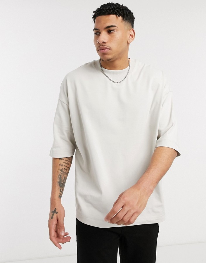 ASOS DESIGN oversized heayweight t-shirt with half sleeve and chunky ...