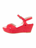 Red Suede Platform Wedge With Ankle Strap | Shop the world’s largest ...