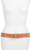 Thumbnail for your product : MICHAEL Michael Kors Studded Canvas & Leather Belt