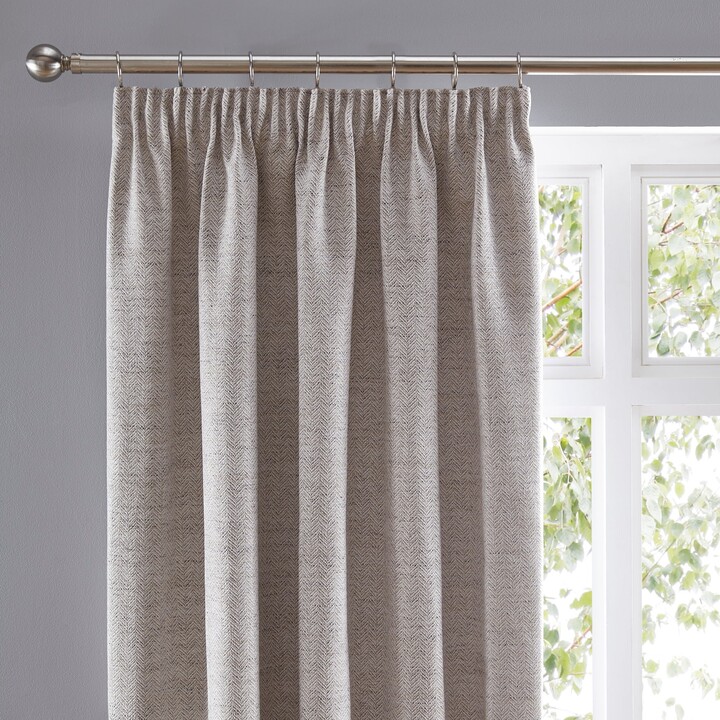 Churchgate Swithland Herringbone White Pencil Pleat Curtains White