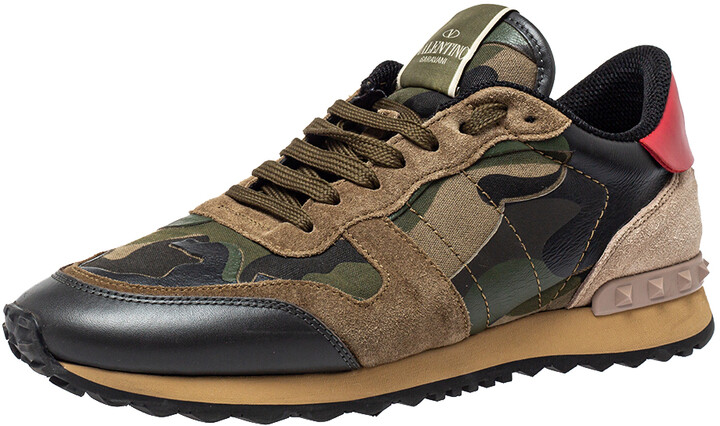 Valentino Leather, Suede Camouflage Sneaker Size 40 ShopStyle