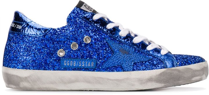 blue glitter golden goose sneakers