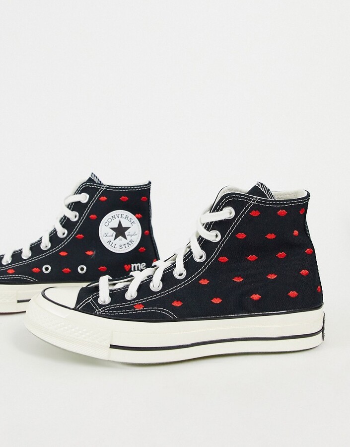 Converse Chuck 70 Hi Crafted With Love embroidered canvas sneakers in black  - ShopStyle