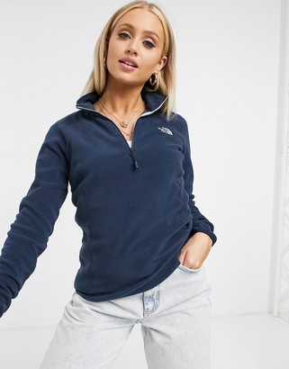the north face 100 glacier full zip fleece in navy