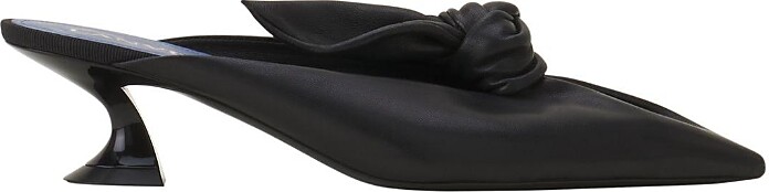 Lanvin Women's Midnight Step Bow Leather Mule with Heel