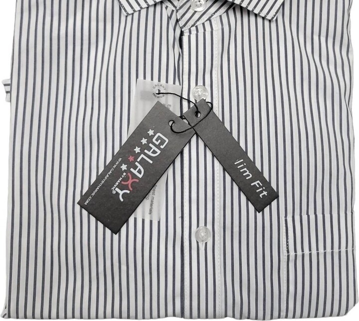 Galaxy By Harvic Men's Long Sleeve Slim Fit Striped Shirt In White