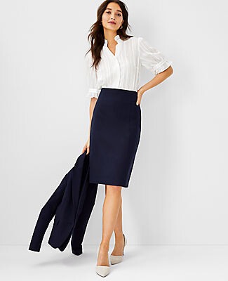 Ann Taylor The Seamed High Waist Pencil Skirt in Stretch Cotton - ShopStyle