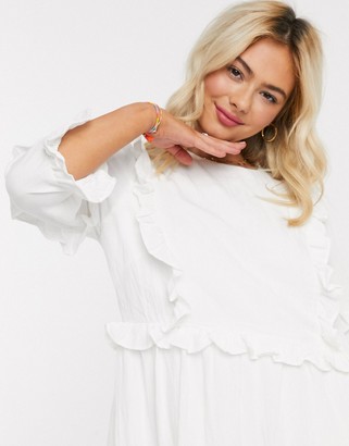 In The Style x Lorna Luxe frill detail skater dress in white - ShopStyle