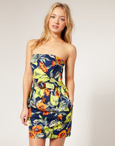 Thumbnail for your product : French Connection Tropical Print Strapless Dress
