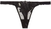 Thumbnail for your product : Fleur Du Mal Black Lily Lace Cheeky Thong