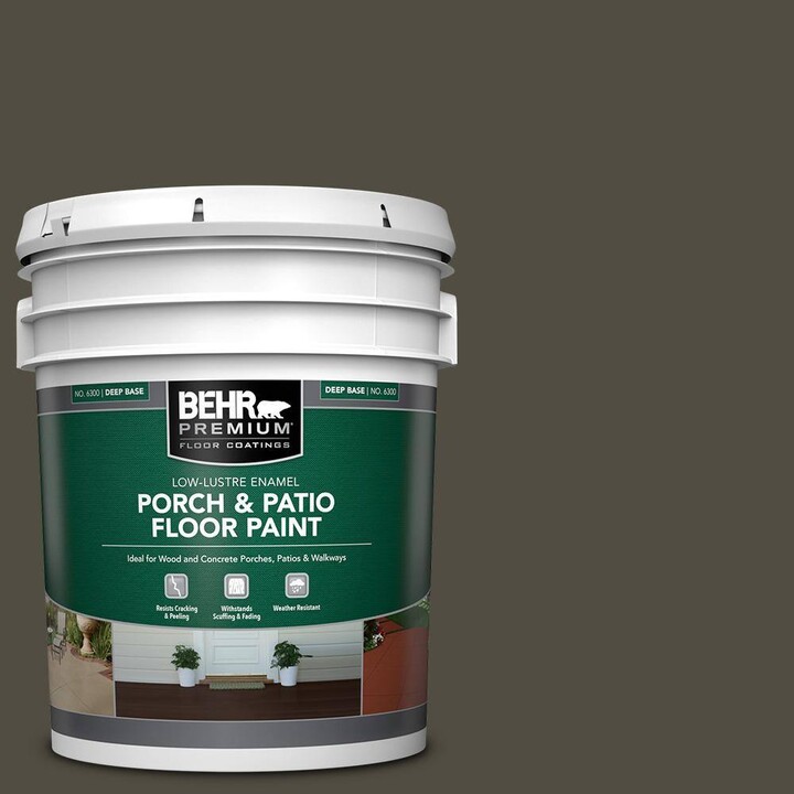 BEHR PREMIUM 5 gal. #S-H-760 Olive Leaf Low-Lustre Enamel Interior/Exterior Porch and Patio Floor Paint