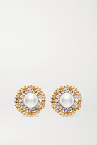 Thumbnail for your product : Alessandra Rich Oversized Gold-plated, Faux Pearl And Crystal Clip Earrings