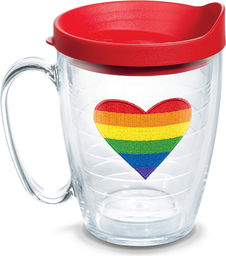 Tervis Pride Heart Made in USA Double Walled Insulated Tumbler Travel Cup Keeps Drinks Cold & Hot, 16oz Mug with Handle, Classic