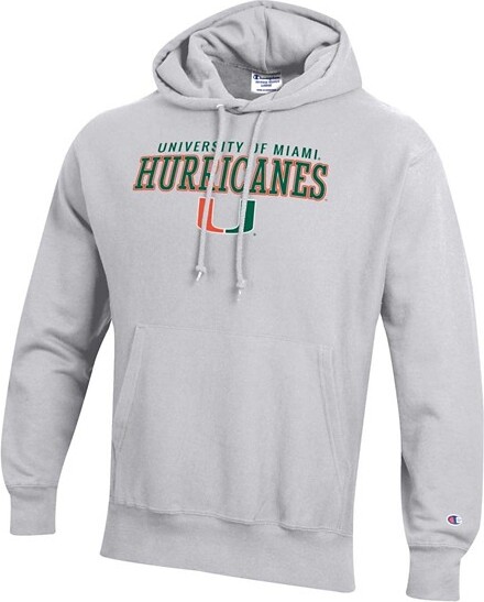 Miami Hurricanes Champion Hoodie Small Silver Grey
