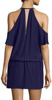 Thumbnail for your product : Amanda Uprichard Cecilia Cold-Shoulder Silk Blouson Dress, Navy