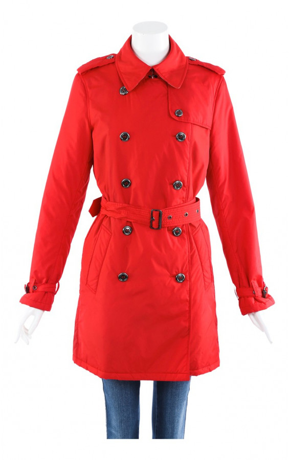 red burberry trench coat
