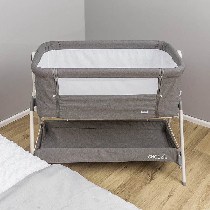 Kinder Valley Snoozie Bedside Crib Storm Grey Side Co Sleeper Baby