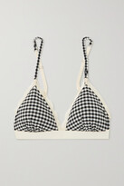Thumbnail for your product : LOVE Stories Filippa Lace-trimmed Gingham Crepe Soft-cup Triangle Bra - Black