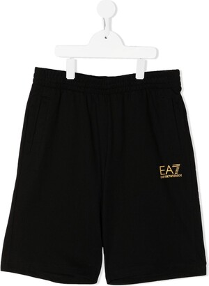 EA7 Emporio Armani TEEN logo-print track shorts