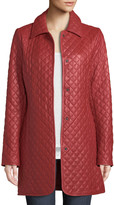 Thumbnail for your product : Neiman Marcus Leather Collection Plus Size Quilted Lamb Leather Trench Coat