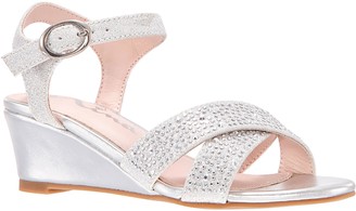 girls silver wedges