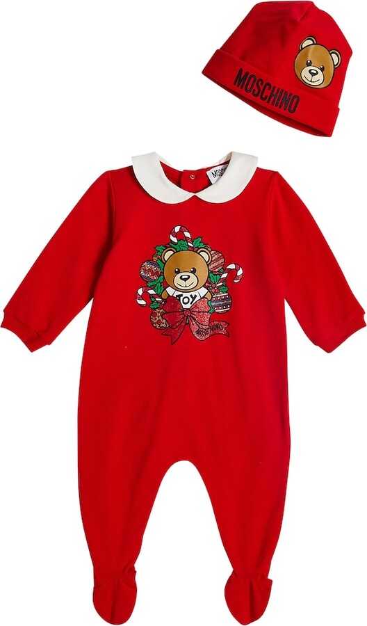 MOSCHINO BAMBINO Baby printed onesie and beanie set