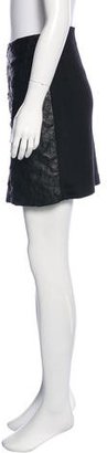 Catherine Malandrino Leather-Trimmed Mini Skirt