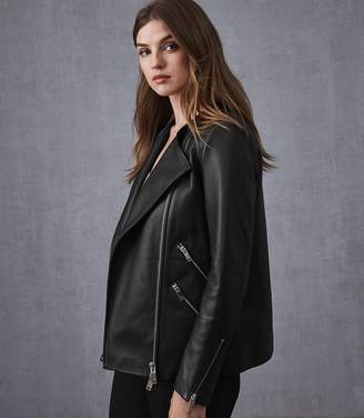 Reiss Marrisa Leather Longline Jacket