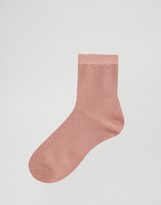 Thumbnail for your product : ASOS 2 Pack Glitter Ankle Socks