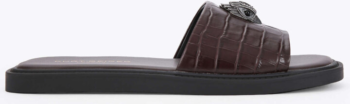 Kurt Geiger Men's Sandals Brown Croc Printed Oscar Slide - ShopStyle