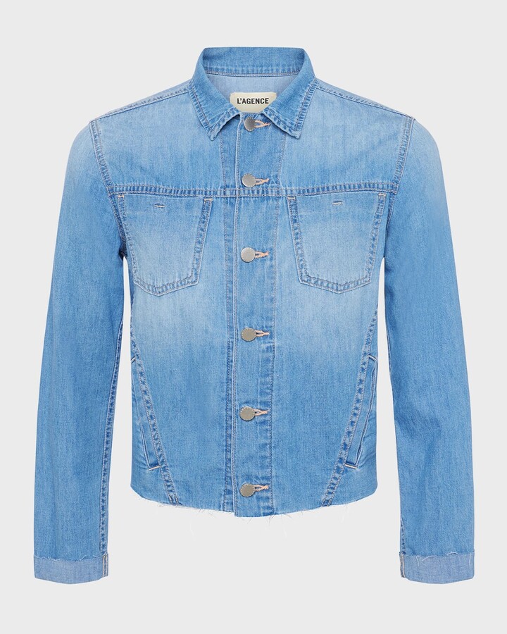 L'Agence Janelle Slim Raw Denim Jacket