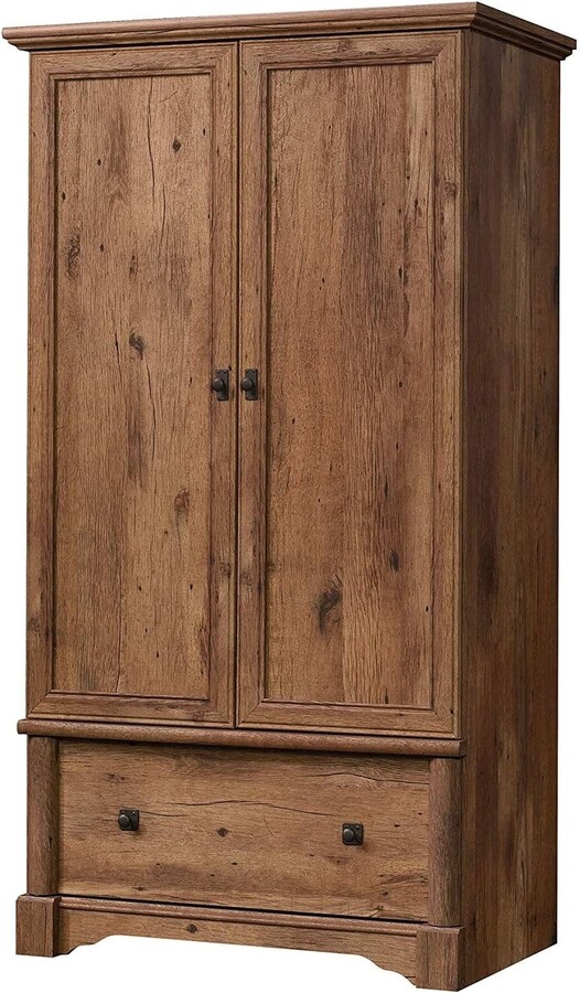 Rustic Oak Drawer and Garment Rod Wardrobe Armoire 21.3"L x 36.1"W x