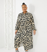 Thumbnail for your product : ASOS Curve DESIGN Curve midi shirt dress in leopard print