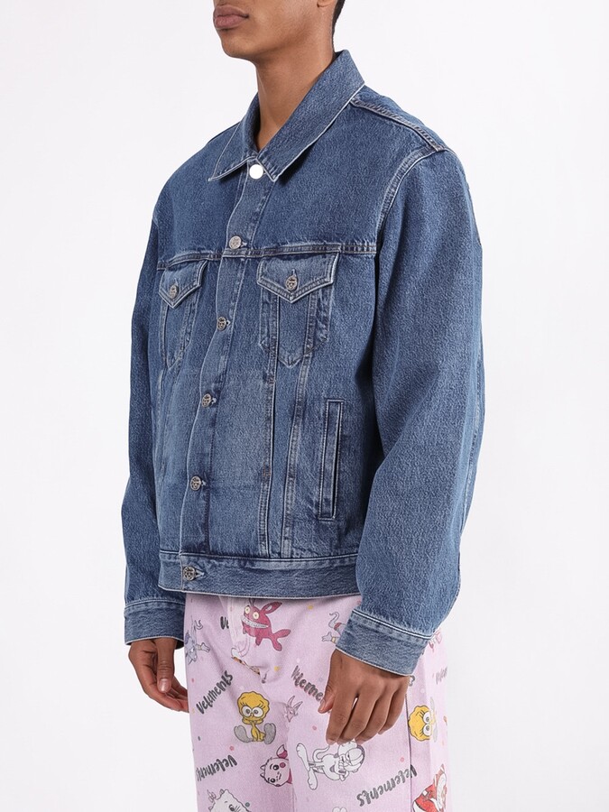 Vetements Gothic Logo Embroidered Denim Jacket