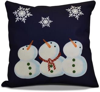 16 in. x 16 in. 3 Wise Snowmen Holiday Pillow in Light Blue