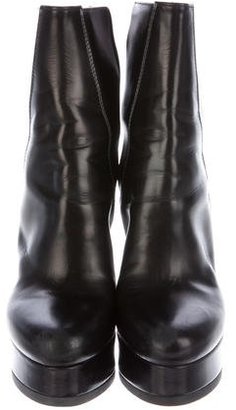 Jil Sander Leather Platform Ankle Boots
