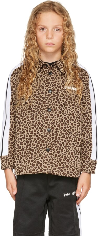 Palm Angels Kids Beige Animalier Track Shirt